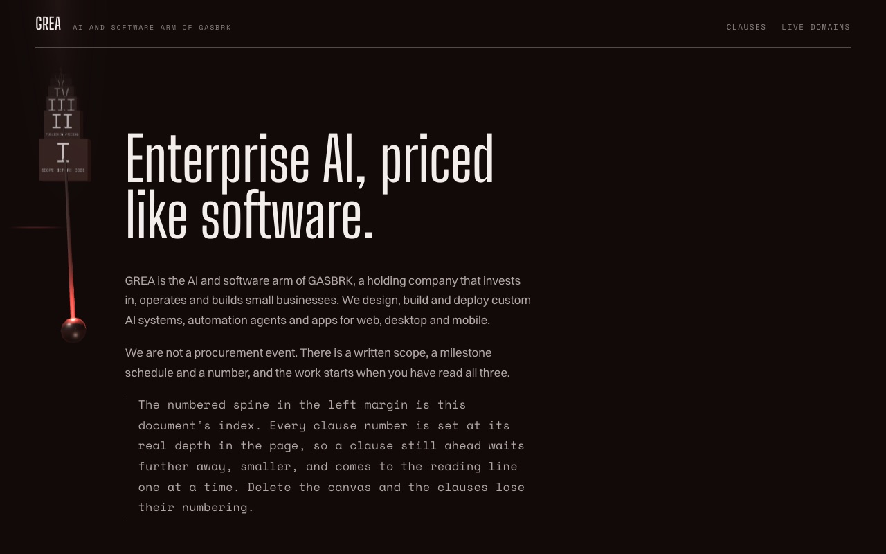 Monolith: a dark page of large declarative type.